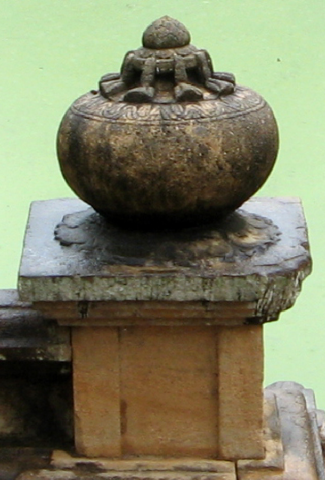 Stone punkala ornament at Kuttam Pokuna pond