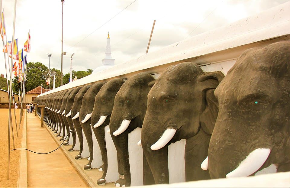 Elephant frieze at the base of the stupa
